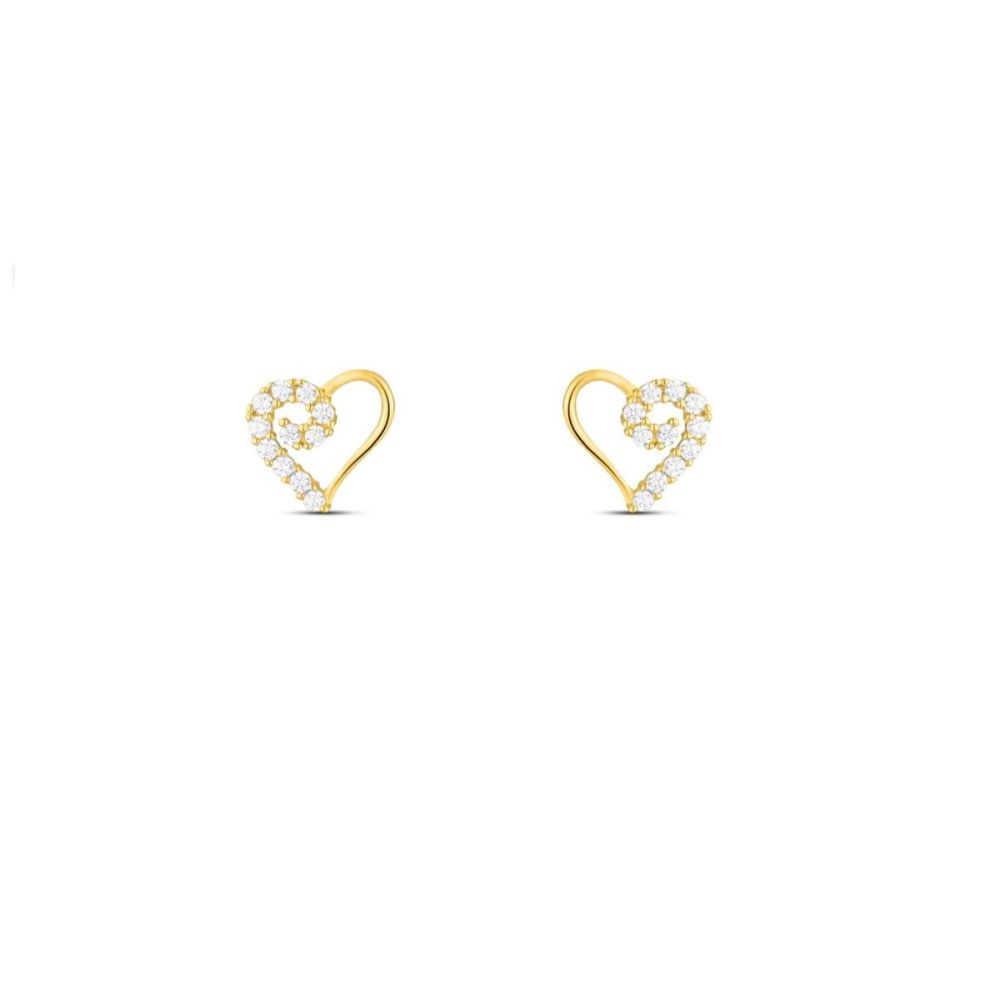 Stroili Orecchini Cuore Oro Giallo 9K con Zirconi