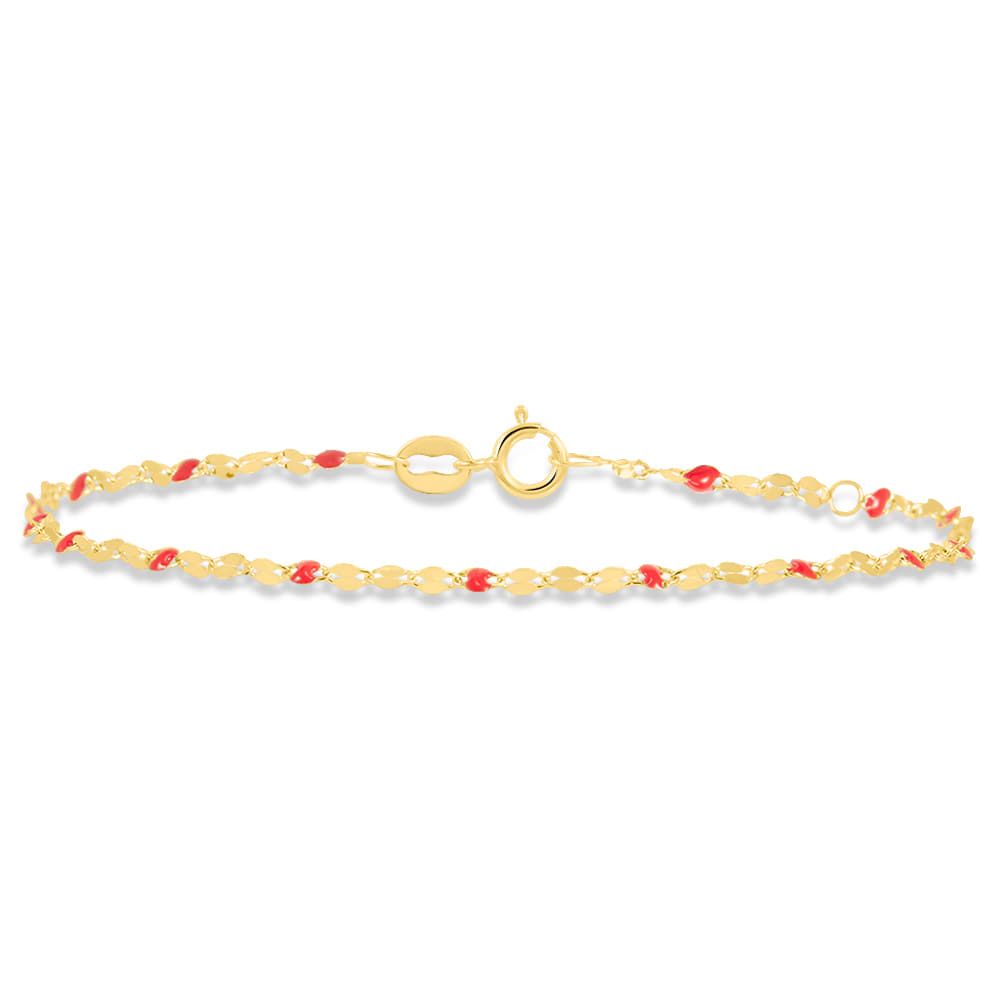Stroili Bracciale Oro Giallo 9K Forzatina e Smalto Rosso Beverly