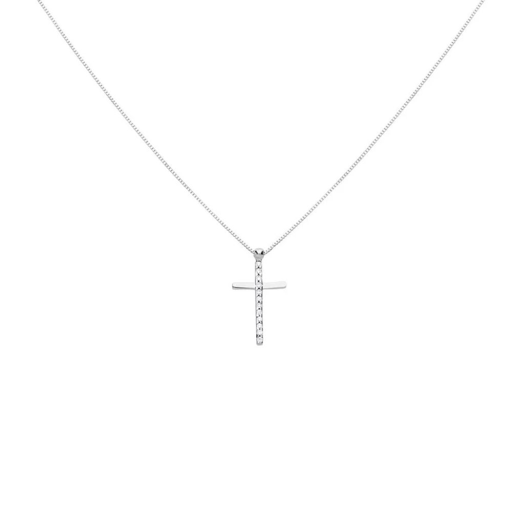 Stroili Collana Oro Bianco 9K con Croce Holy