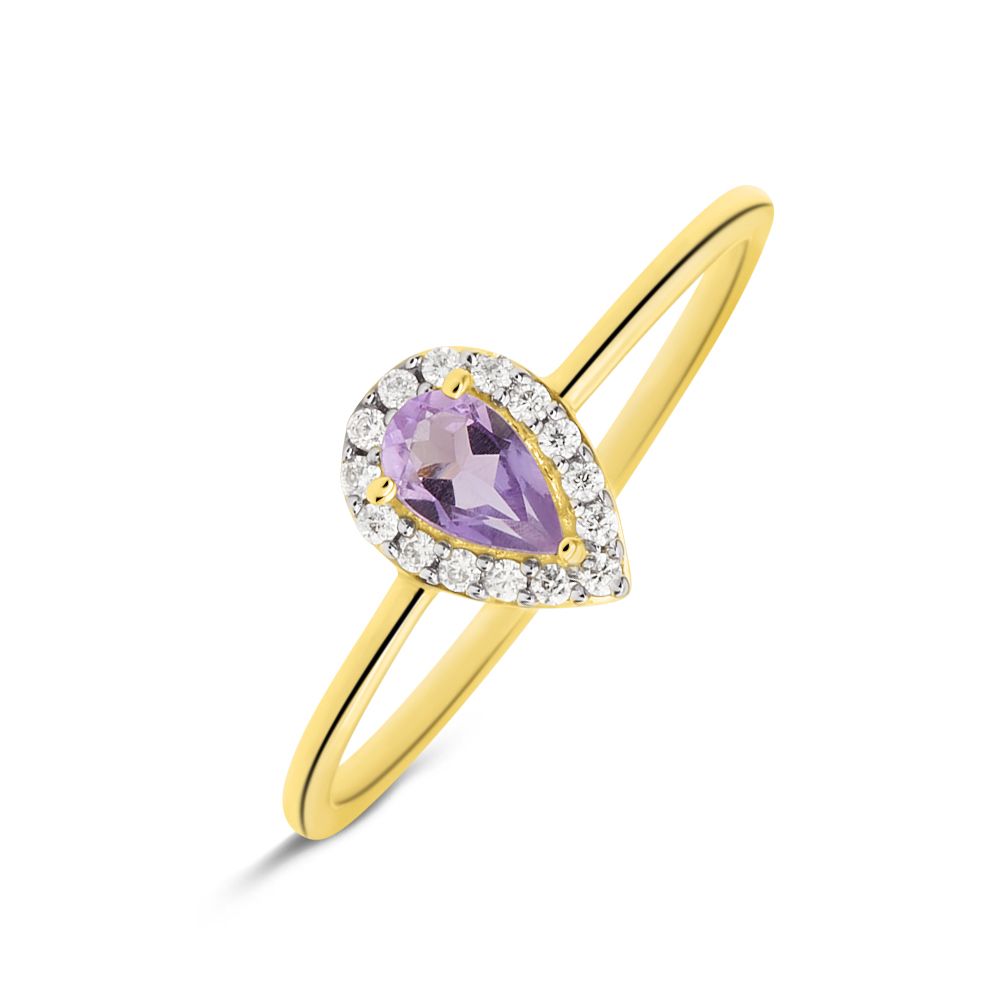 Stroili Anello Oro Giallo 9K Ametista e Zirconi Amelie