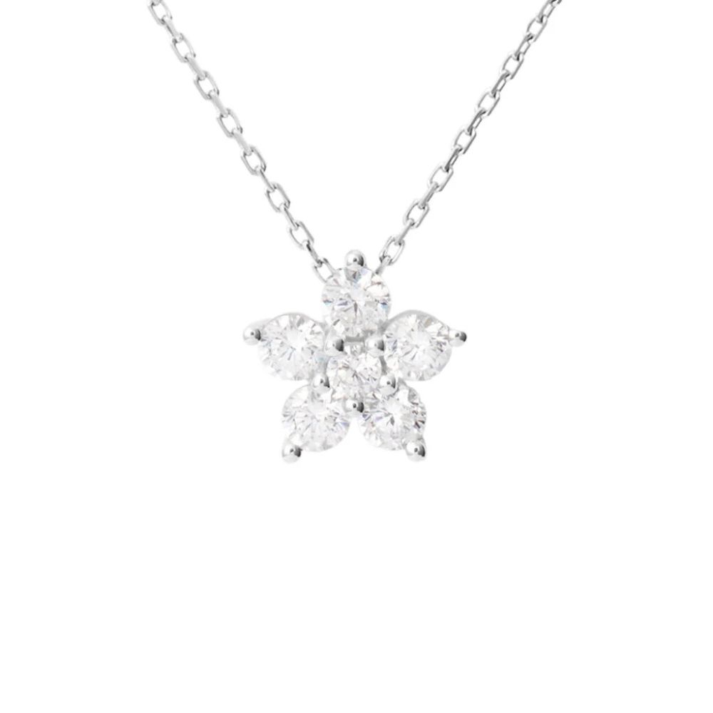 Stroili Collana Oro Bianco 9K Fiore di Cristalli Claire