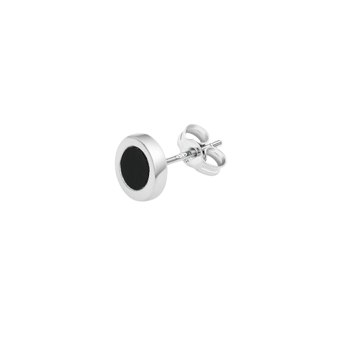 Stroili Mono Orecchino Oro Bianco 9K e Onice L'homme Or