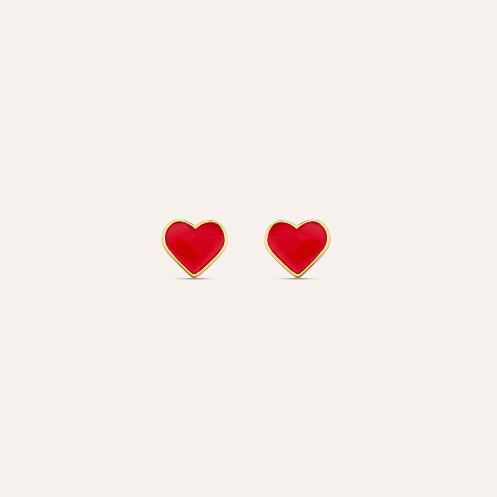 Stroili Orecchini Cuore Rosso Oro Giallo 9K Mon Petit