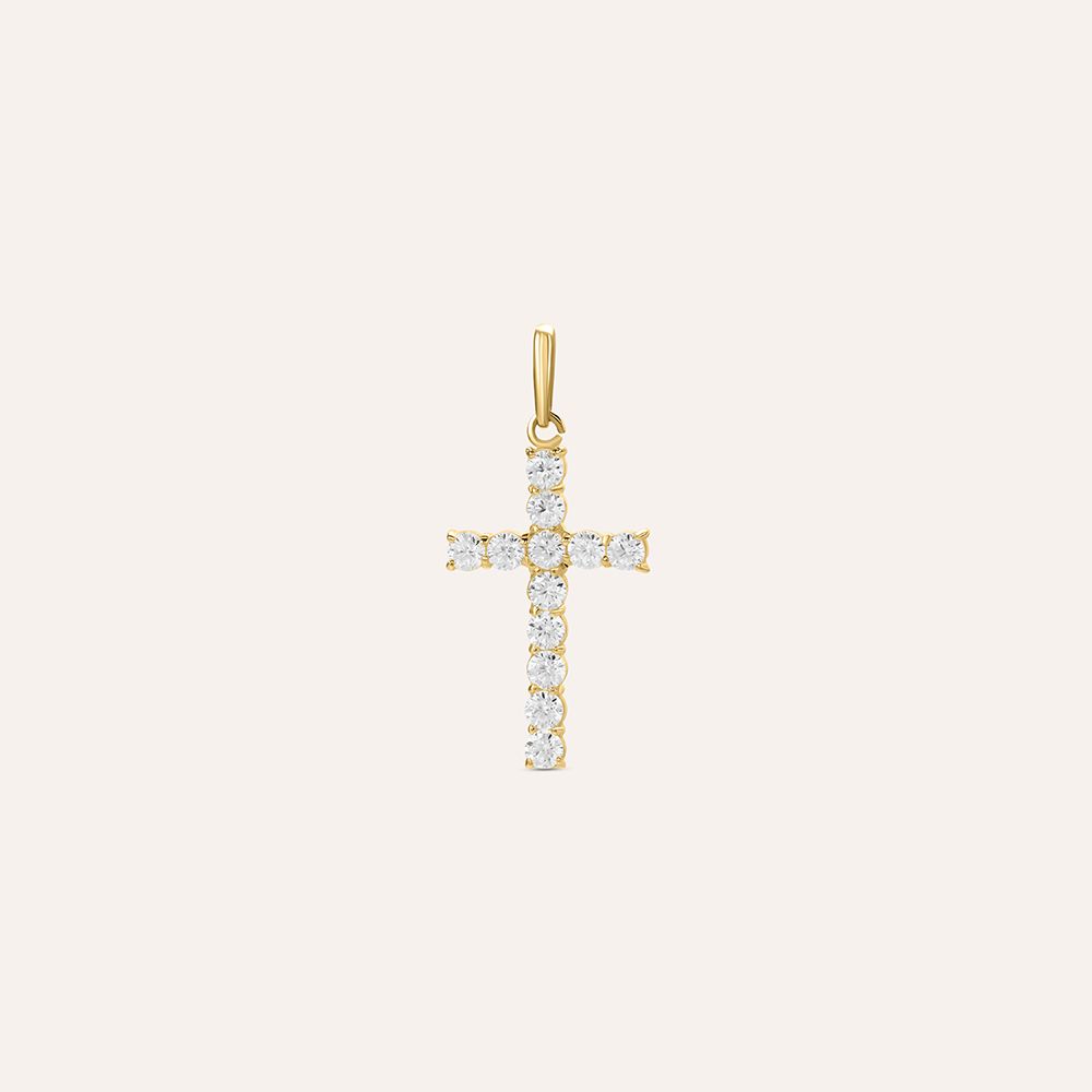 Stroili Pendente Croce Oro Giallo 9K con Zirconi Holy