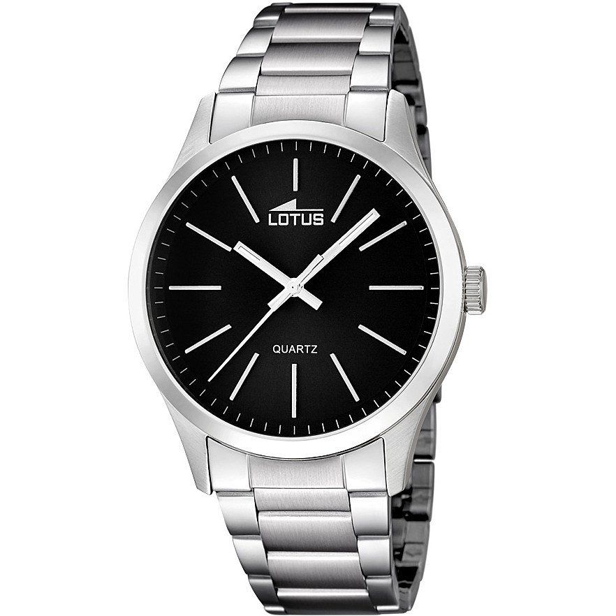 Lotus Orologio Uomo Solo Tempo Acciaio Quadrante Nero