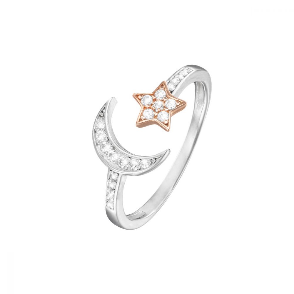 Stroili Anello Regolabile Argento Stella e Luna Silver Moments