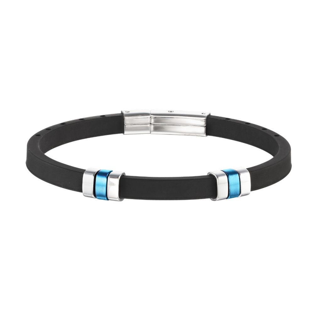 Stroili Bracciale Acciaio e Silicone Nero Man Code