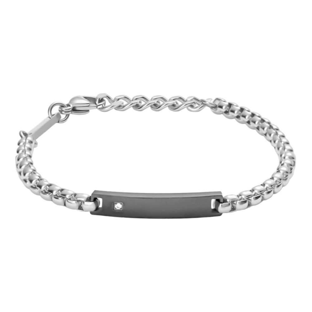 Stroili Bracciale Acciaio Piastra Ip Nero e Zircone