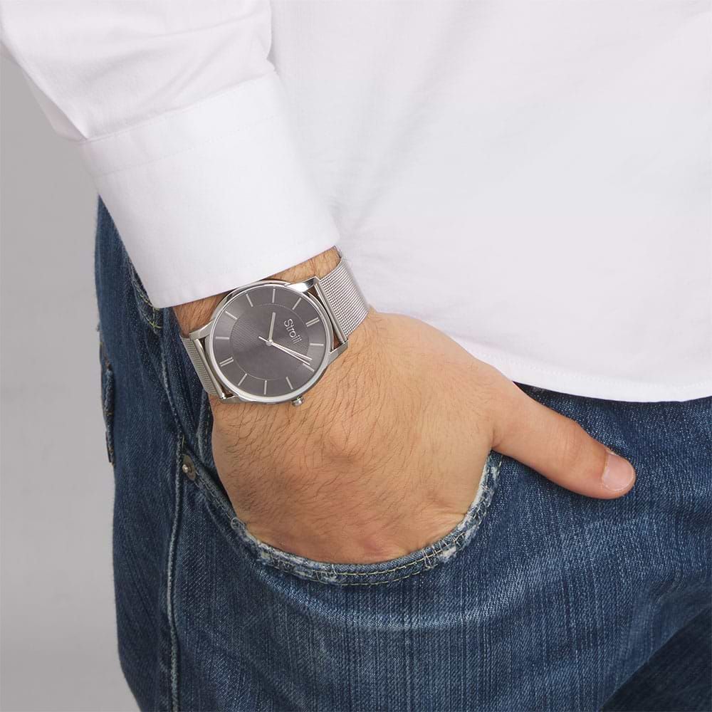 Stroili Orologio Acciaio Solo Tempo Uomo Quadrante Grigio