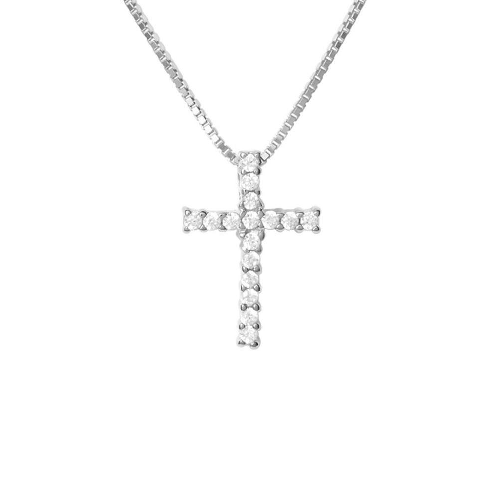 Stroili Collana Argento Croce Zirconi Bianchi
