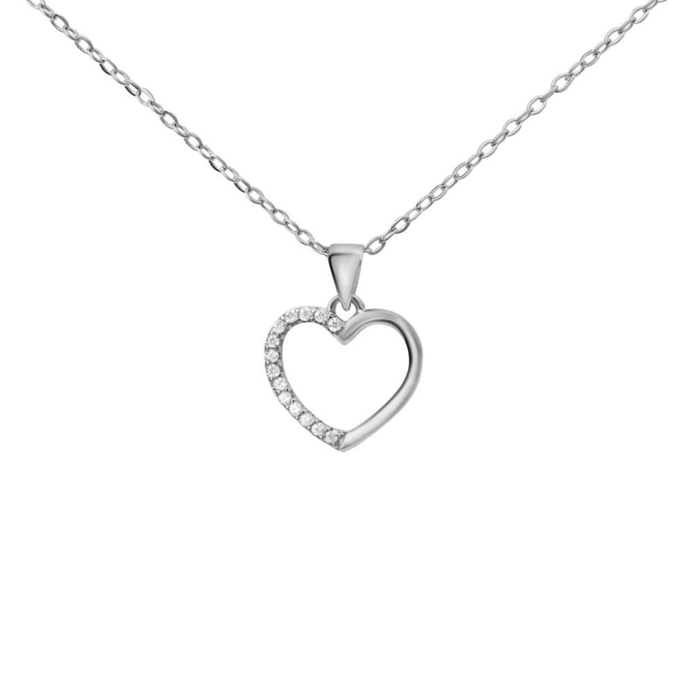 Stroili Collana Argento Cuore Zirconi Bianchi