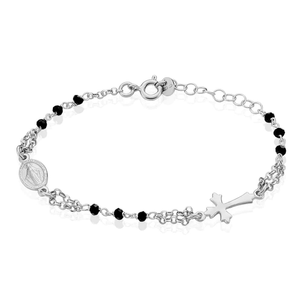 Stroili Bracciale Rosario Argento Pietre Nere 1630129 Stainless Gioiellerie