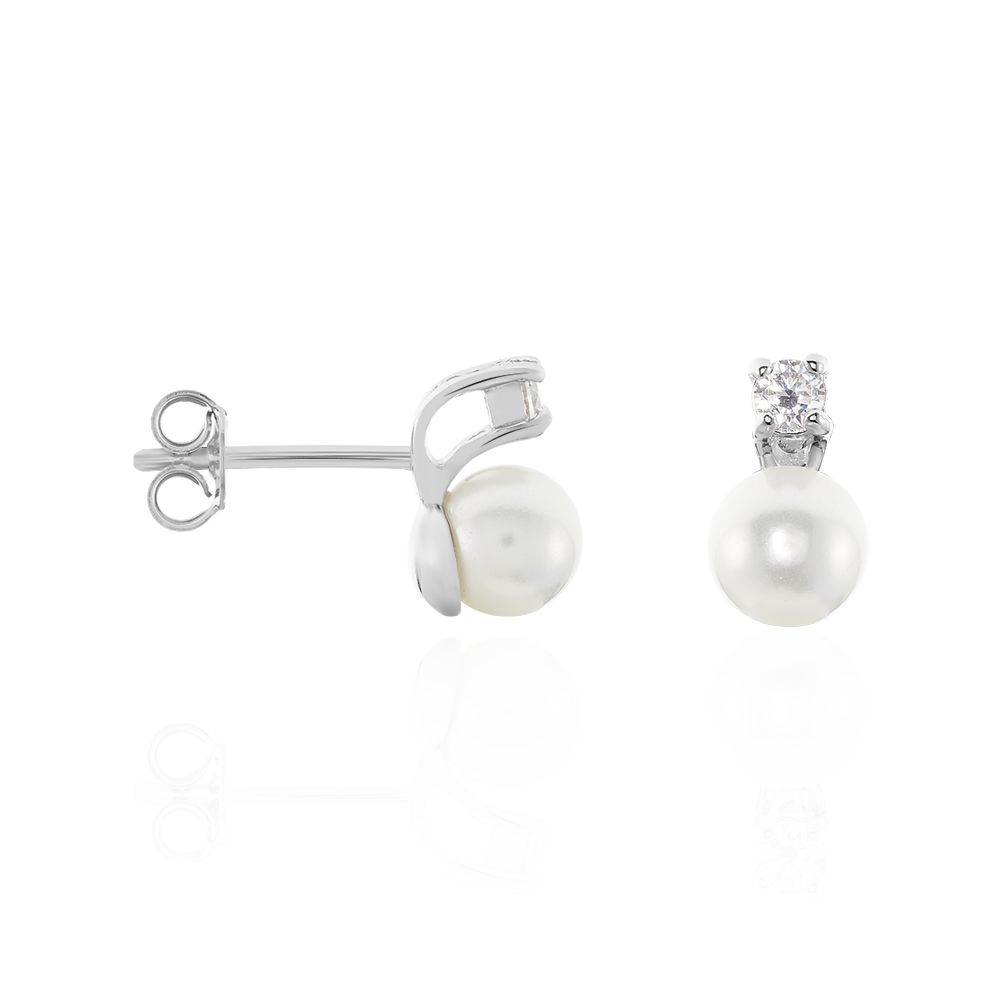 Stroili Orecchini Argento Perla e Punto Luce Silver Pearls