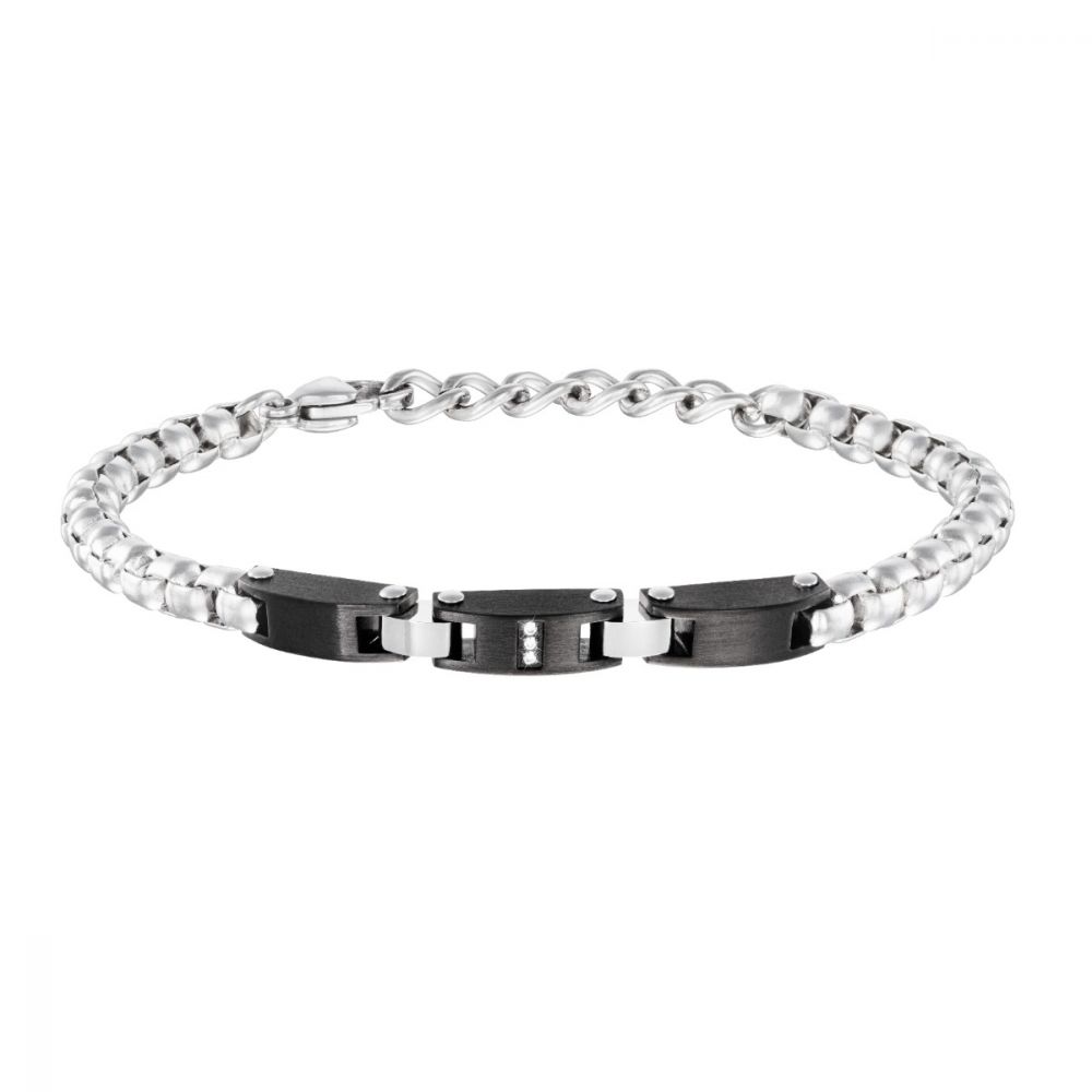 Stroili Bracciale Uomo Acciaio Bicolore e Zirconi Man Code