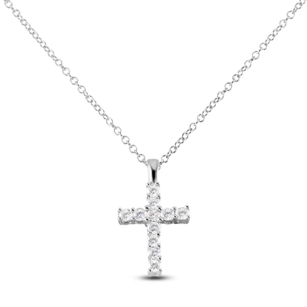Stroili Girocollo Donna Argento Rodiato Croce e Zirconi
