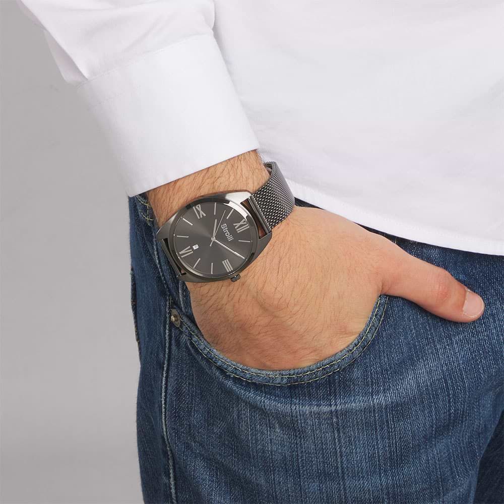 Stroili Orologio Acciaio Antracite Solo Tempo Uomo Monaco