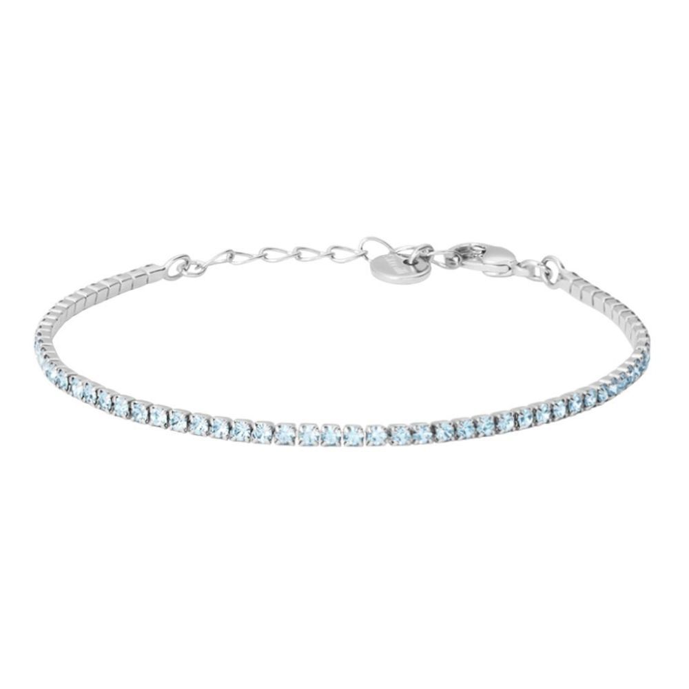 Stroili Tennis Metallo Rodiato Cristalli Azzurri