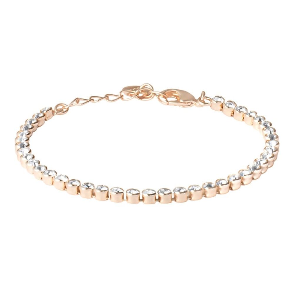 Stroili Tennis Metallo Rosato Cristalli Bianchi