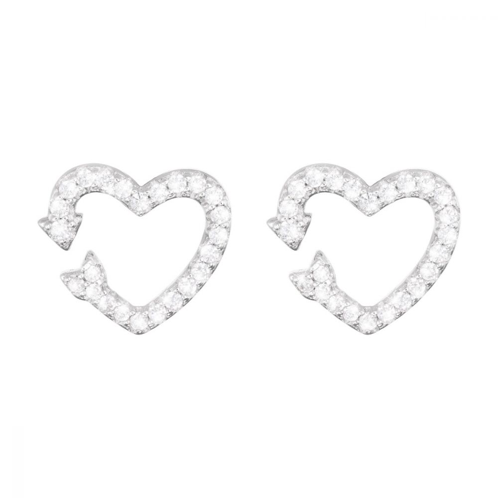 Stroili Orecchini Argento Cuore con Zirconi Bianchi