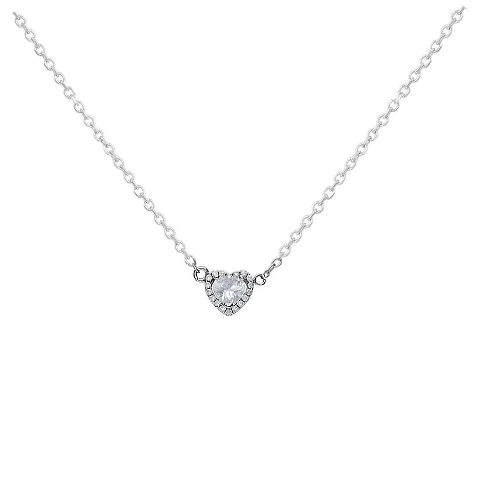 Stroili Girocollo Argento Rodiato Cuore con Zirconi