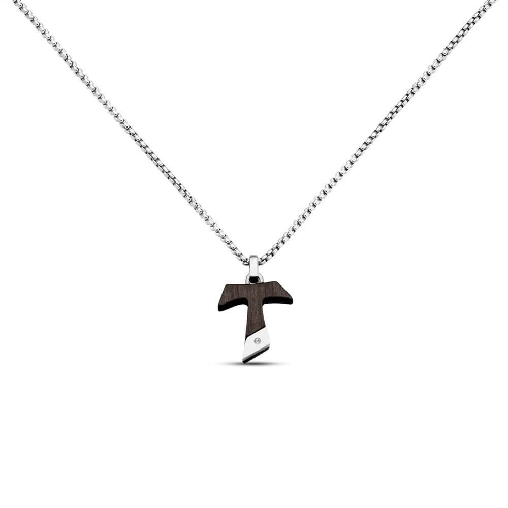Stroili Collana Acciaio Croce Silver-Nera Man Code
