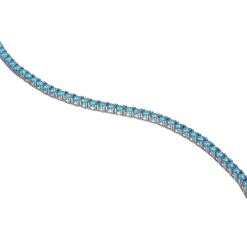 Stroili Tennis Argento Rodiato Zirconi Azzurri 3 mm
