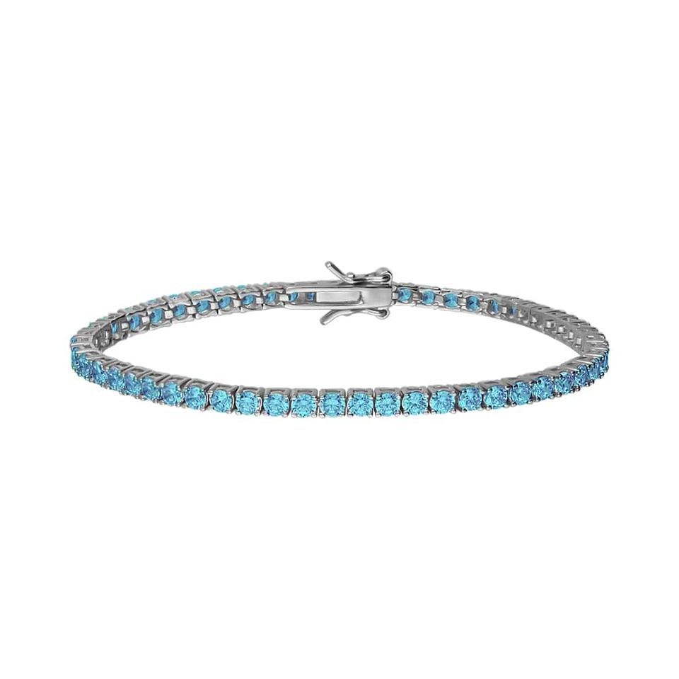 Stroili Tennis Argento Rodiato Zirconi Azzurri 3 mm