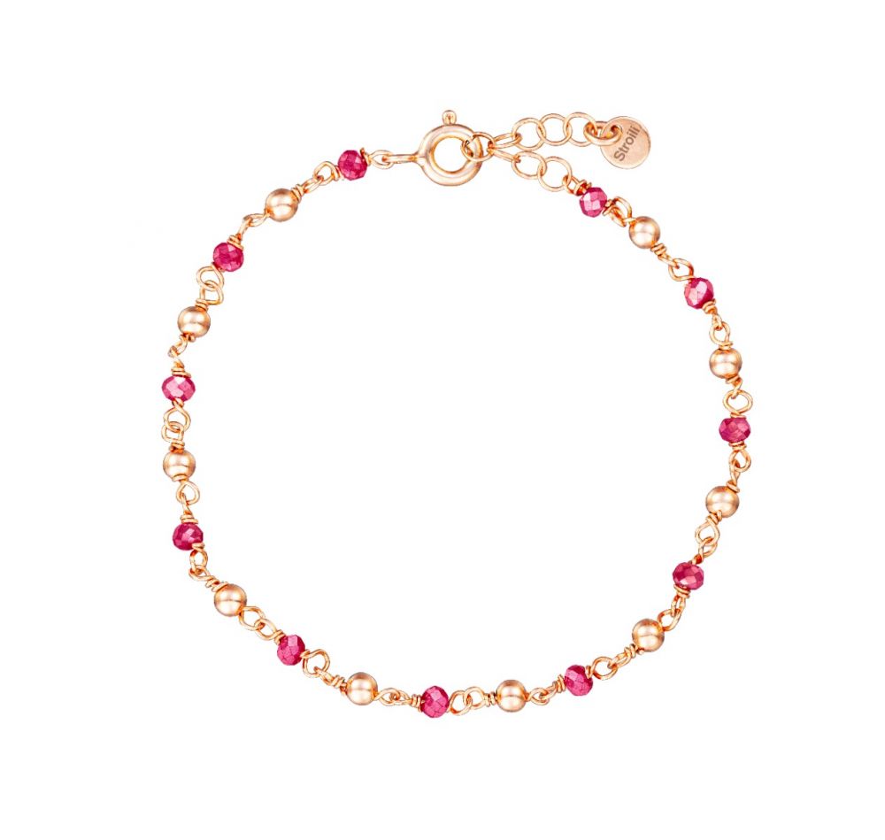 Stroili Bracciale Argento Rosè Sfere Rubino Silver Soul