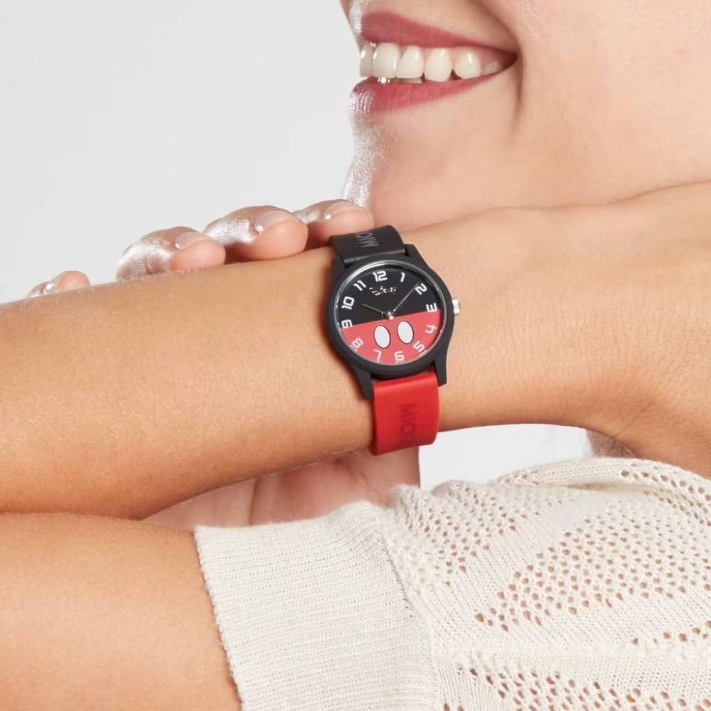 Disney Orologio Gomma Rosso Nero Happy Times