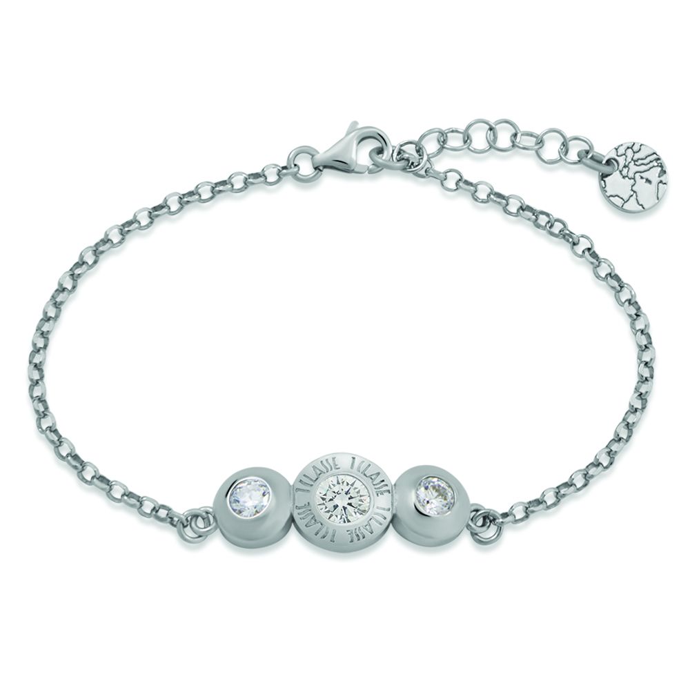 1 Classe Bracciale Argento Rodiato 3 Punti  Luce