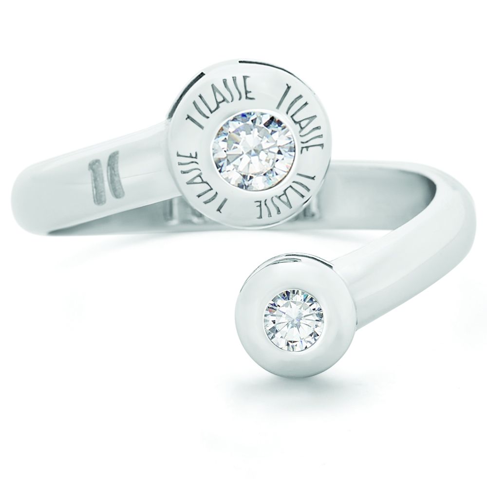 1 Classe Anello Regolabile Argento Gold Logo 1° Classe Zirconato