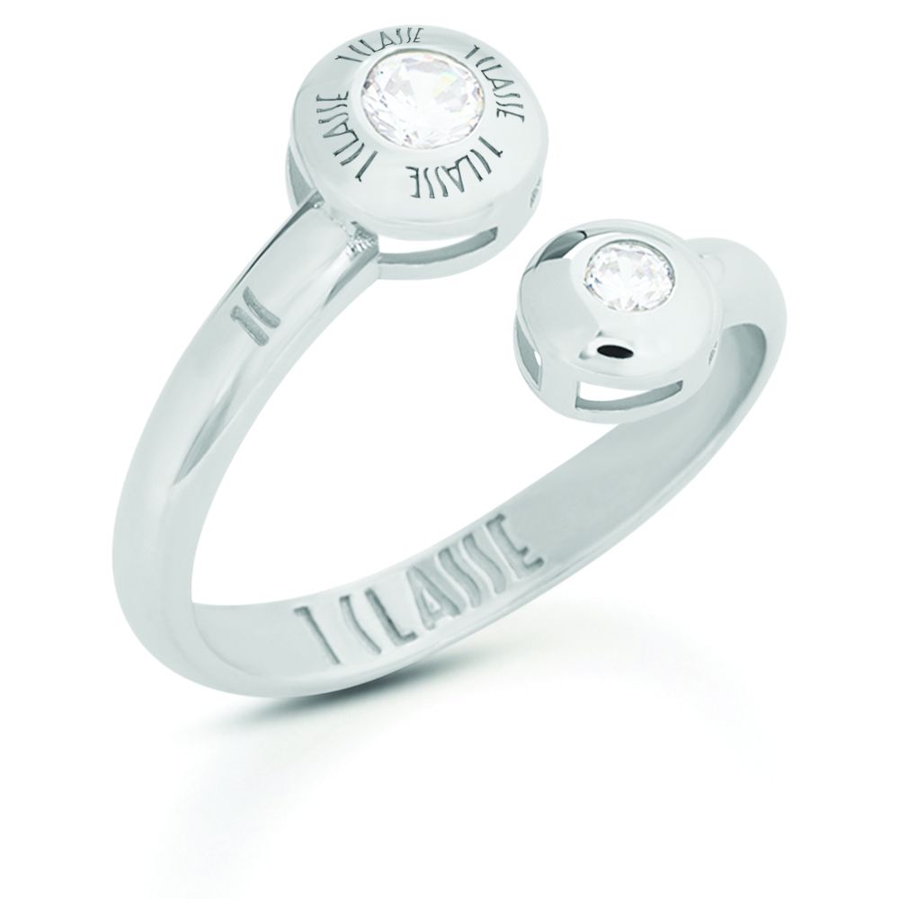 1 Classe Anello Regolabile Argento Gold Logo 1° Classe Zirconato