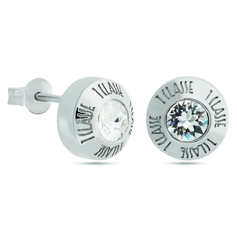 1 Classe Orecchini Lobo Argento Rodiato Punto Luce 8 mm