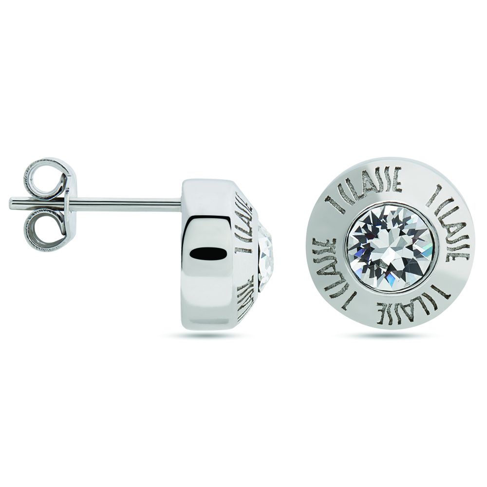 1 Classe Orecchini Lobo Argento Rodiato Punto Luce 8 mm
