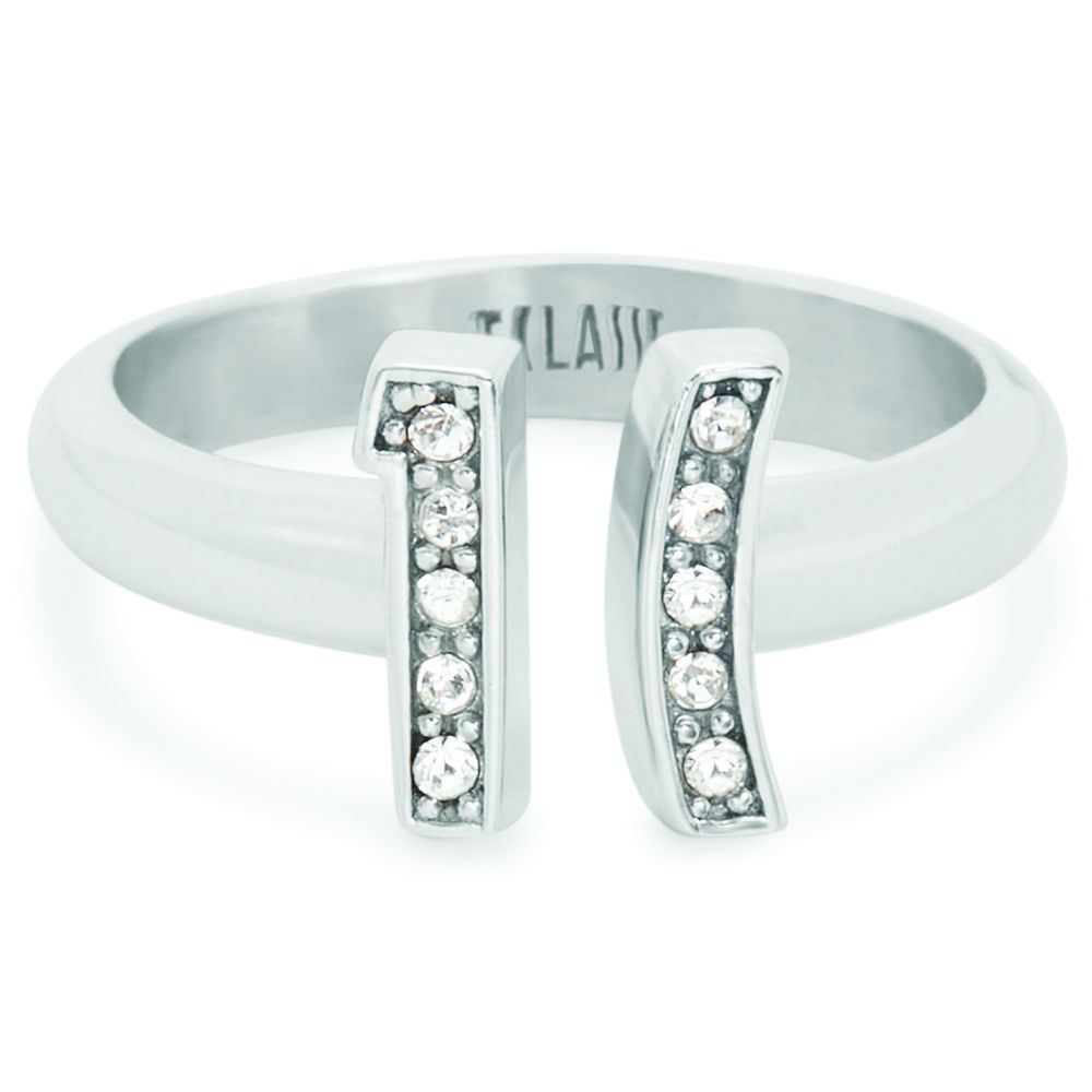 1 Classe Anello Regolabile Argento Logo 1° Classe Zirconato