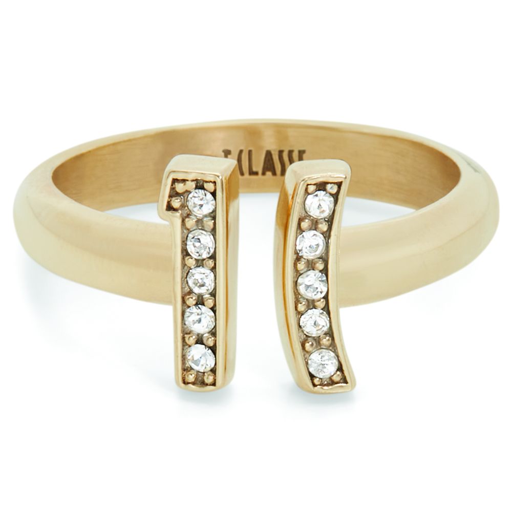 1 Classe Anello Regolabile Argento Gold Logo 1° Classe Zirconato