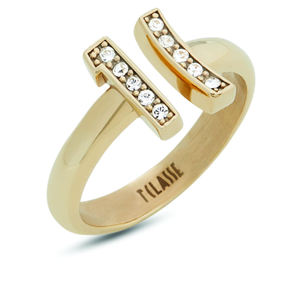1 Classe Anello Regolabile Argento Gold Logo 1° Classe Zirconato