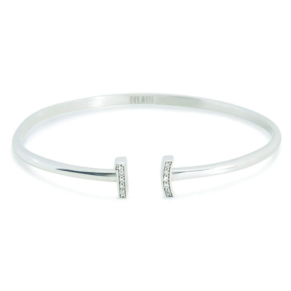 1 Classe Bracciale Argento Rodiato con Zirconi Bianchi