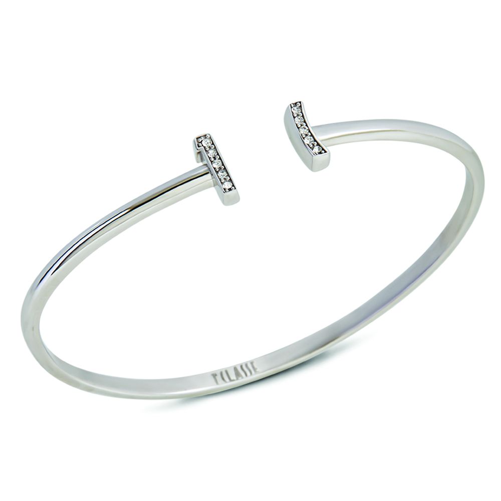 1 Classe Bracciale Argento Rodiato con Zirconi Bianchi