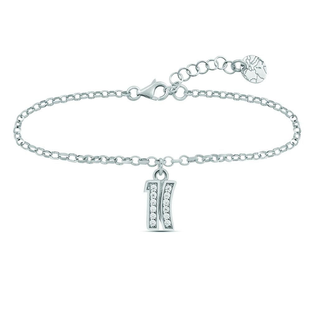 1 Classe Bracciale Argento Rodiato Logo 1 Classe