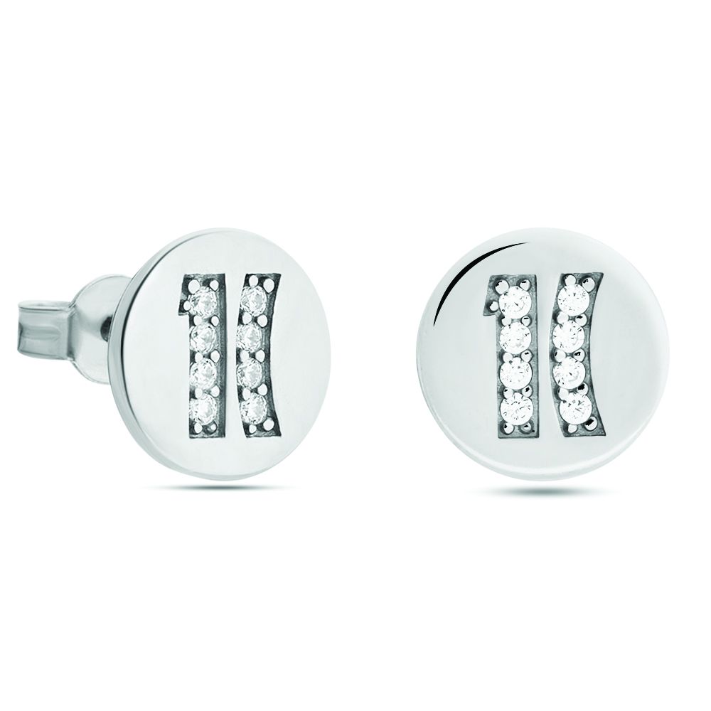 1 Classe Orecchini Lobo Argento Rodiato Logo 1 Classe