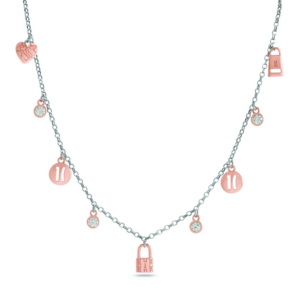 1 Classe Girocollo Argento Rodiato Multicharm Rosè