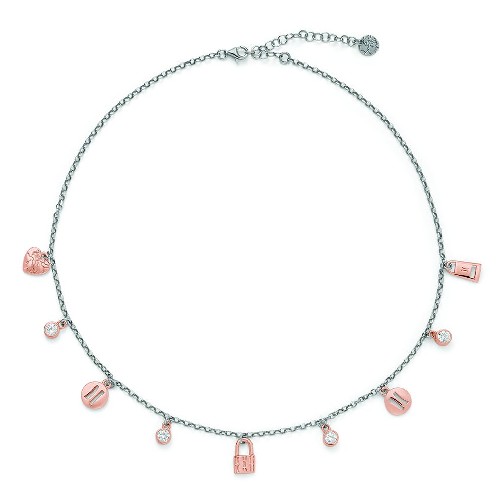 1 Classe Girocollo Argento Rodiato Multicharm Rosè