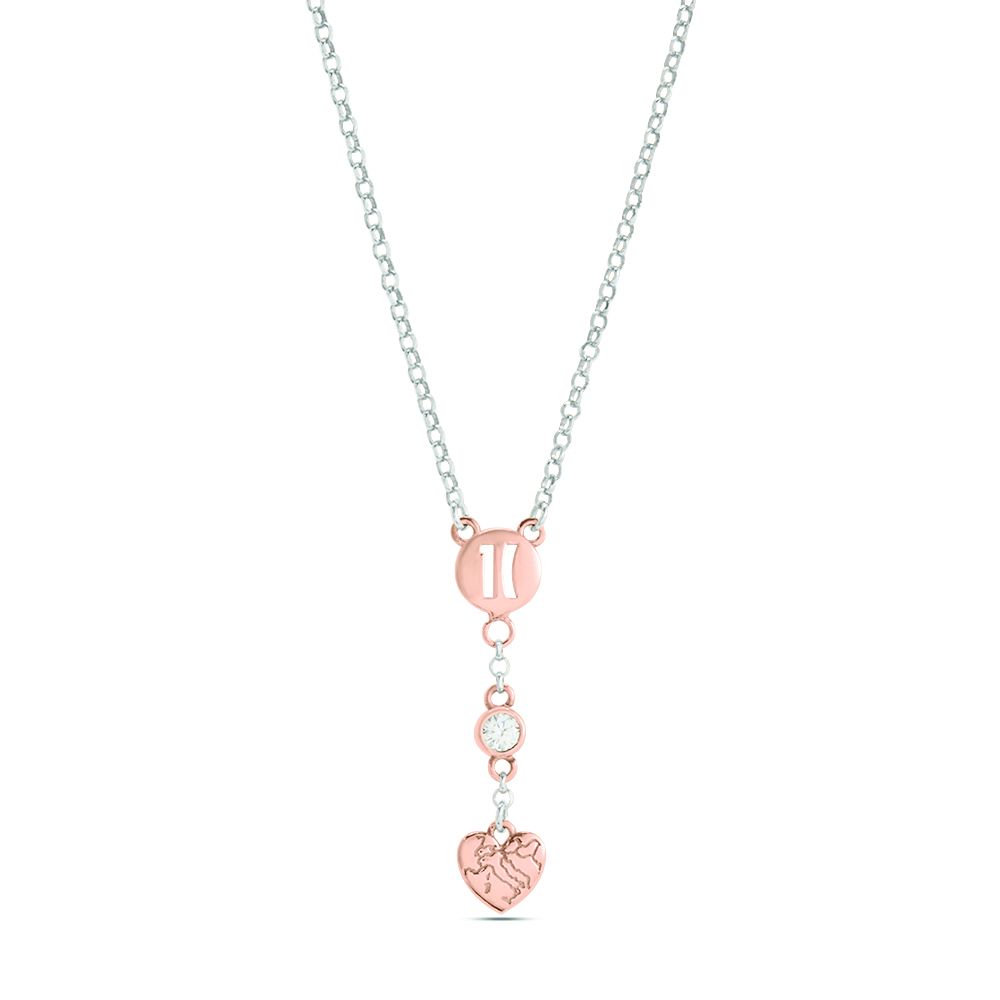 1 Classe Collana Argento Rodiato Cuore Pendente Rosè