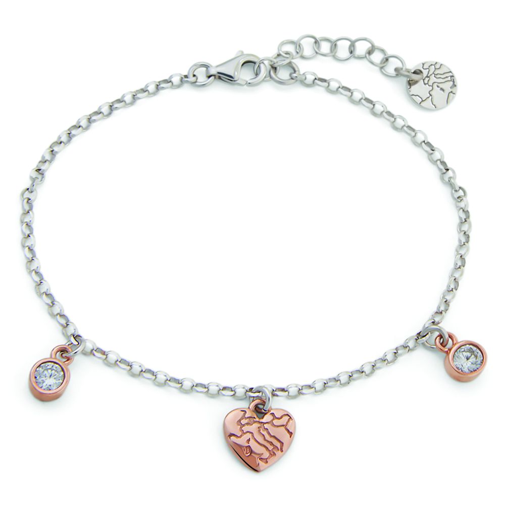 1 Classe Bracciale Argento Rodiato Cuore Pendente Rosè