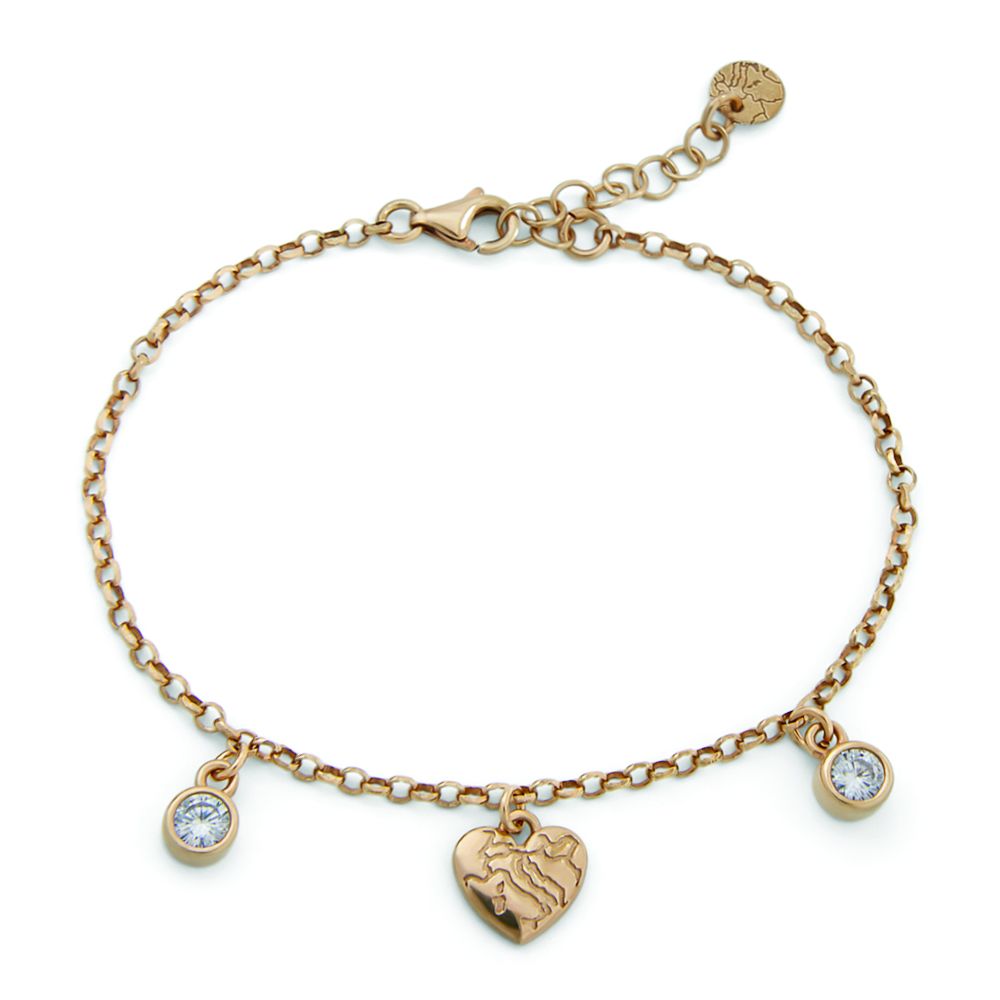 1 Classe Bracciale Argento Gold Cuore Pendente