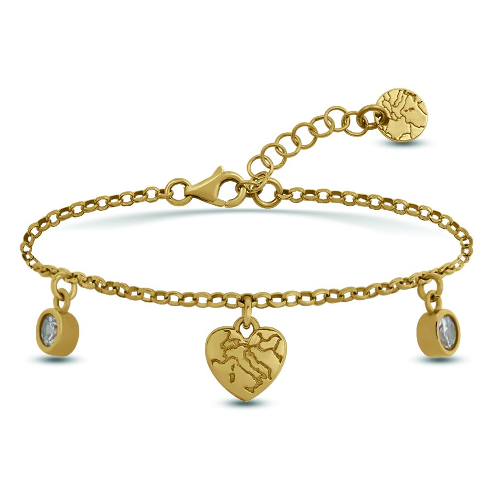 1 Classe Bracciale Argento Gold Cuore Pendente