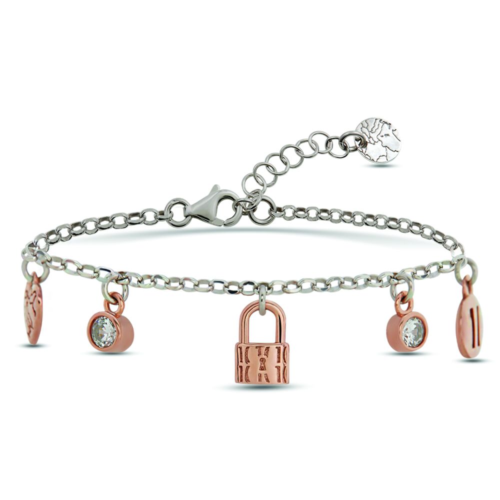 1 Classe Bracciale Argento Rodiato Multicharm Rosè