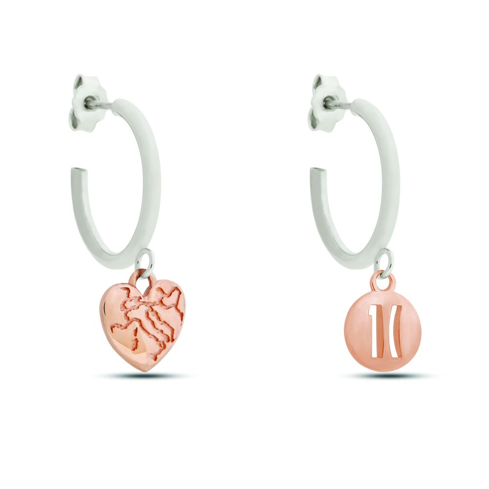 1 Classe Orecchini Argento Cuore e Logo Rosè 