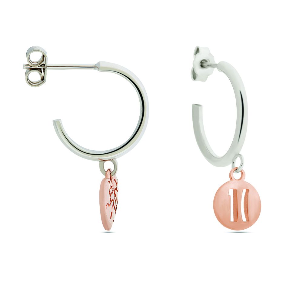 1 Classe Orecchini Argento Cuore e Logo Rosè 